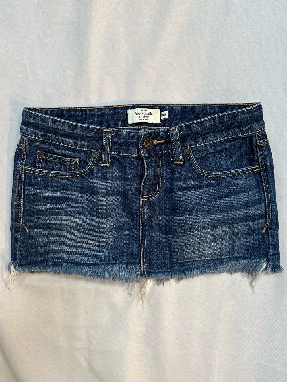 Y2K Abercrombie & Fitch Dark Blue Denim Mini Skirt - 00